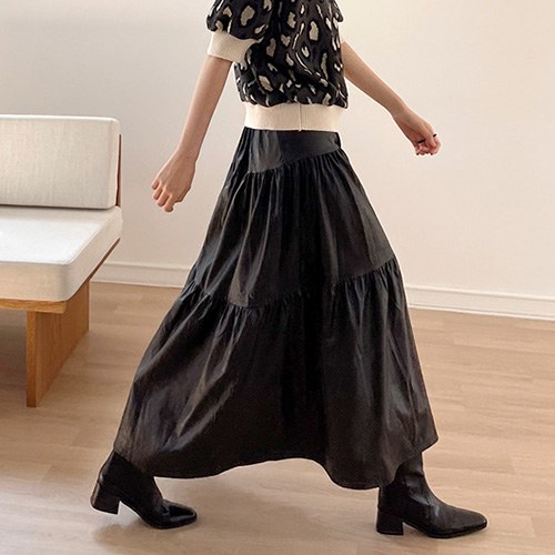 Eco Leather Flare Skirt
