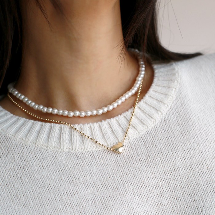 Pearl heart set necklace