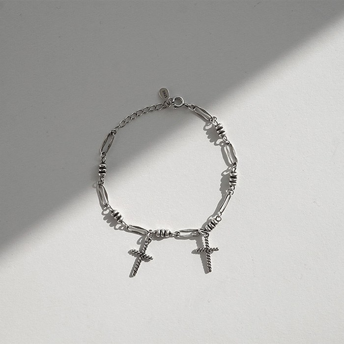 Double Cross Silver Bracelet