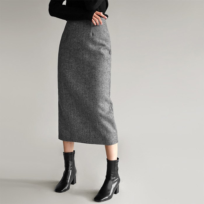 Herringbone Wool Skirt