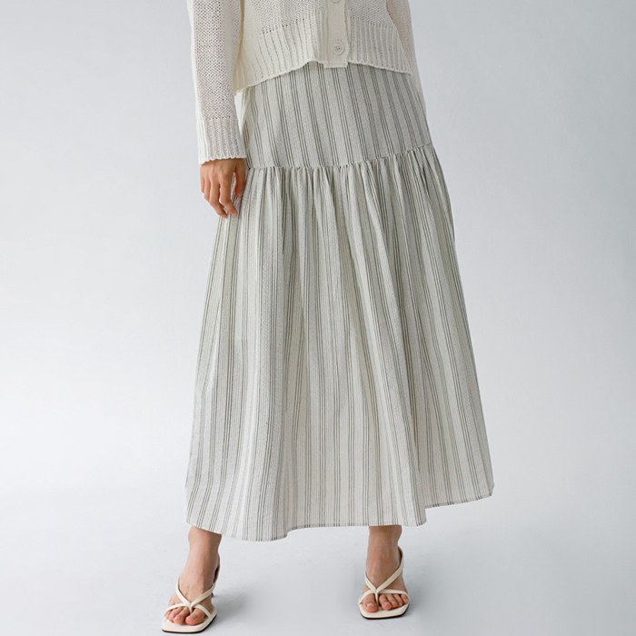 Stripe shirring skirt