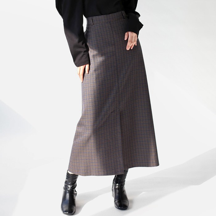 Mare Check Long Skirt