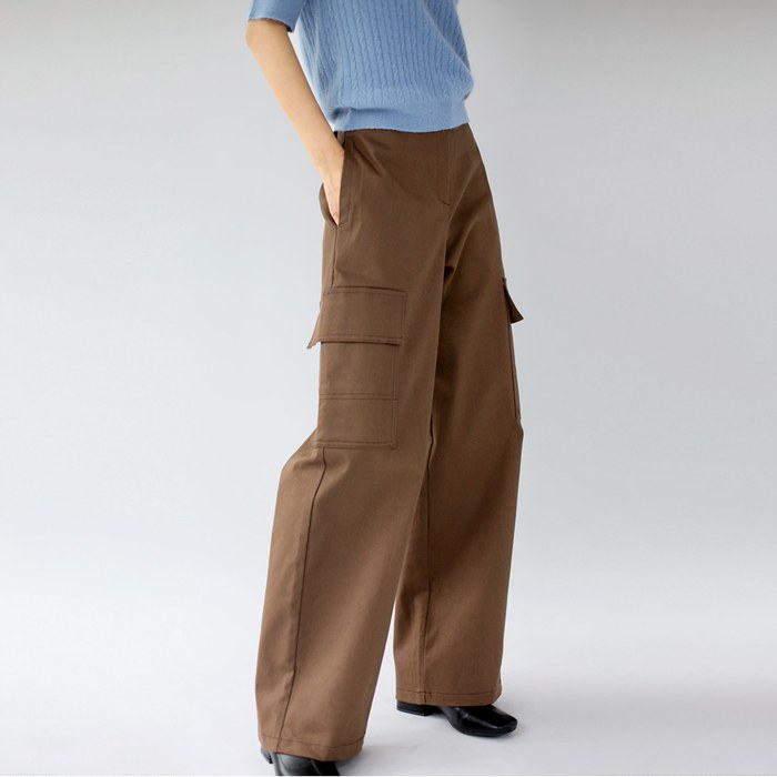 Cargo back banding wide pants