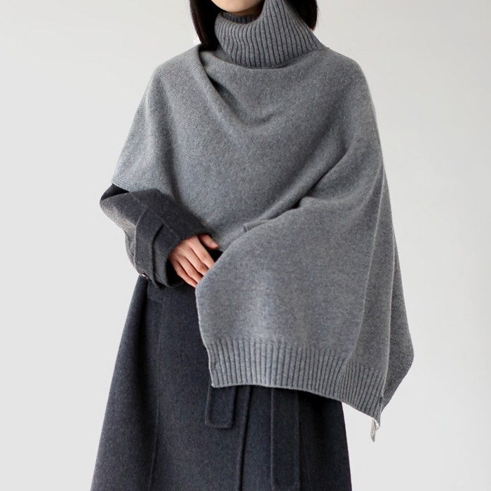 Turtleneck Knit Cape