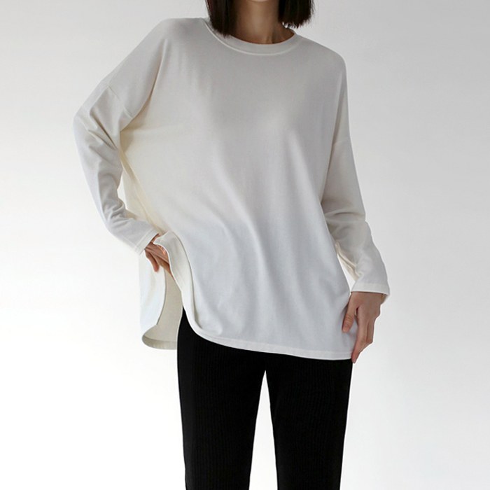 Brushed layered long tee