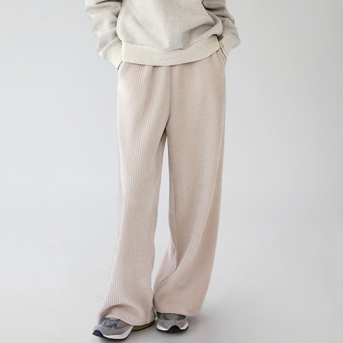 Velour Ribbed Wide Pants