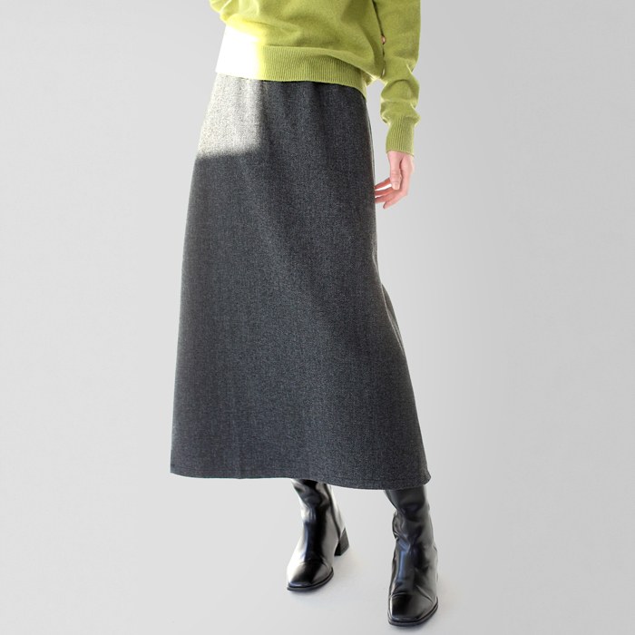 Herringbone mink long skirt