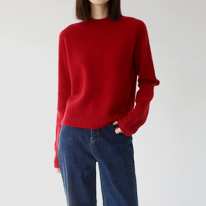 Quarter neck whole garment knit top