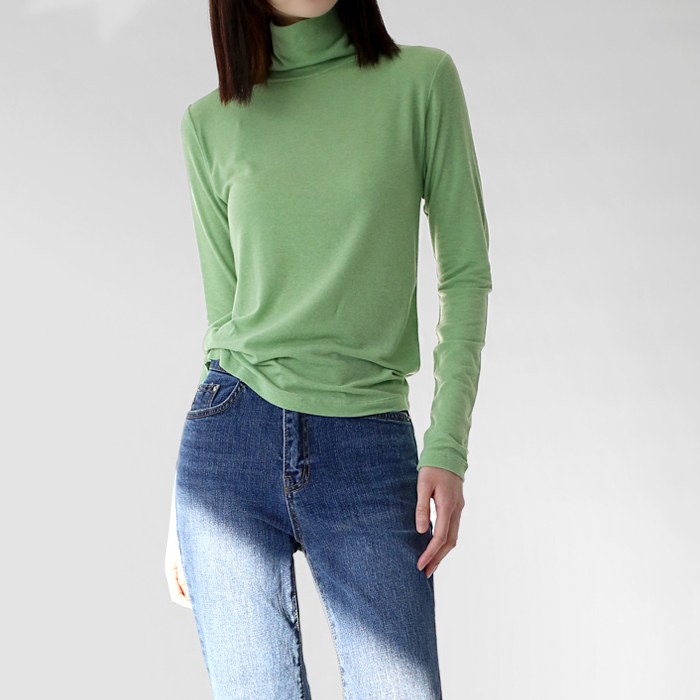 Thin wool blend turtleneck tee