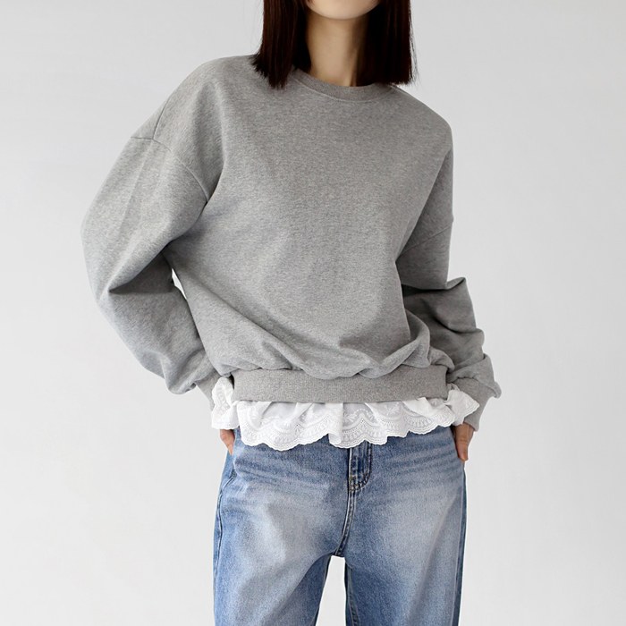 Lace color combination sweatshirt