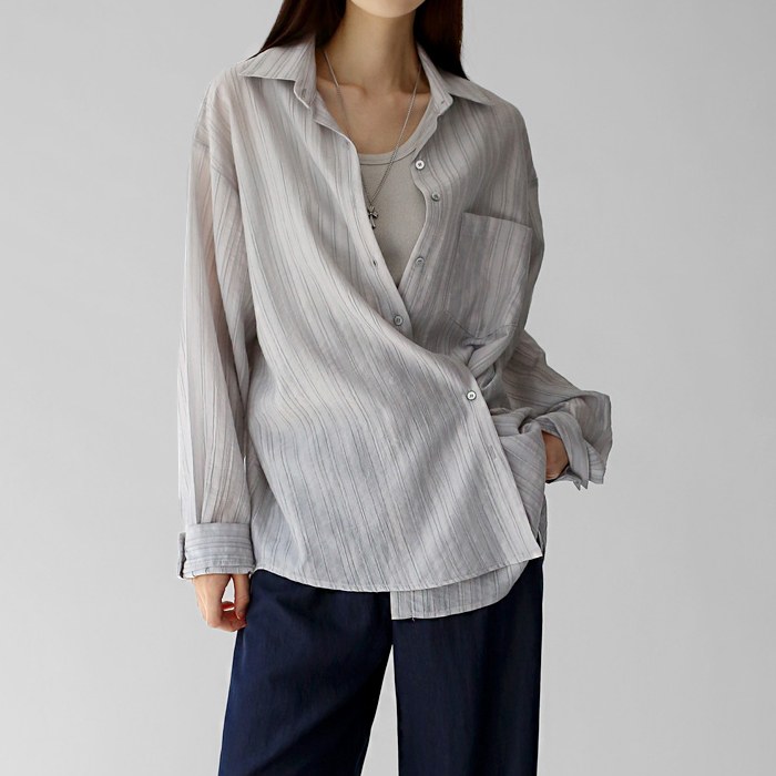 Sheer wrap long shirt