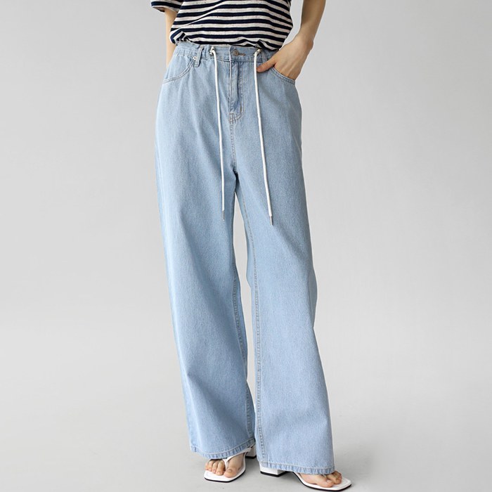 NEW 5%ストリングストライプデニムパンツ