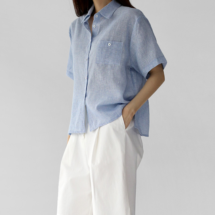 Linen check shirt