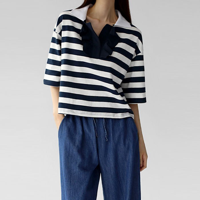 Isabelle Stripe Collar Tee