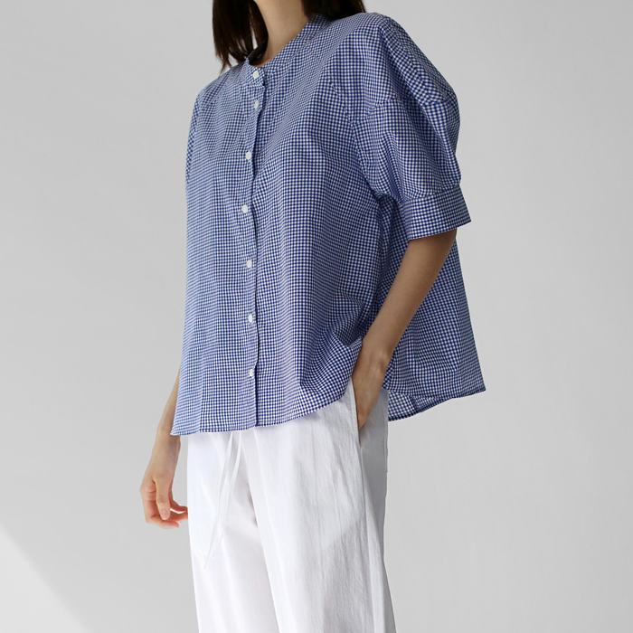 Gingham check blouse