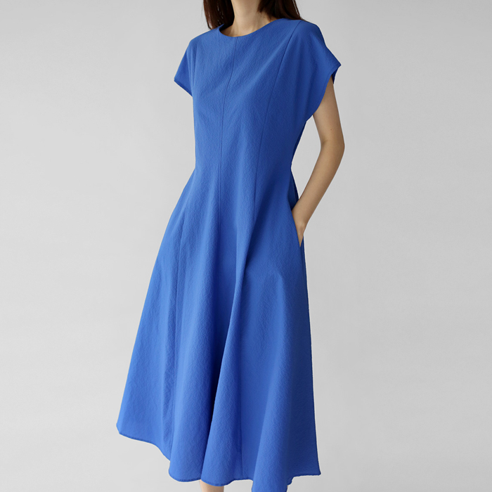 Seersucker long one-piece
