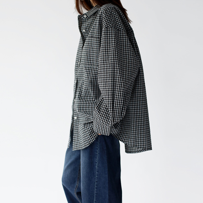 Loose fit check long shirt