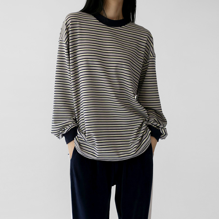 Striped fleece t-shirt