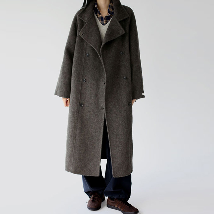 High-neck handmade long coat