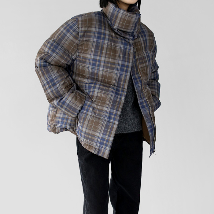Checked duck down padded jumper