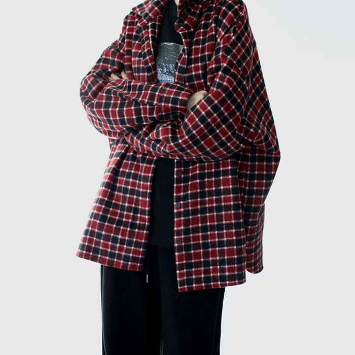 Checked oversized long shirt
