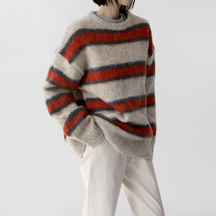 Brush stripe long knit