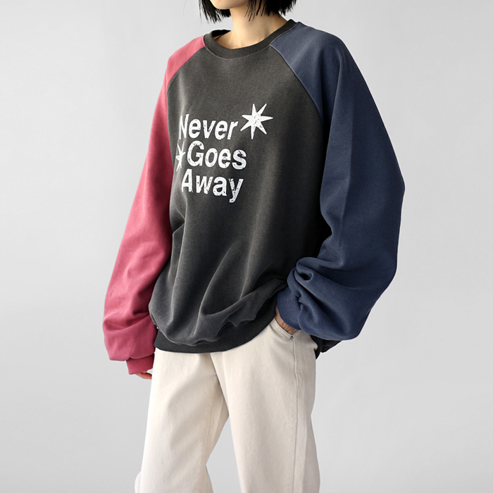 Raglan color block long man-to-man