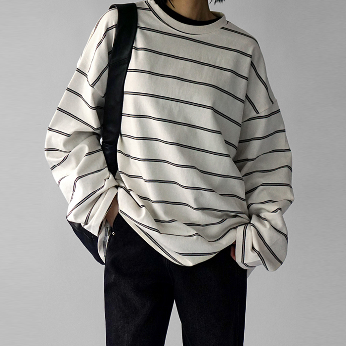 [身上7%-26日am11時まで]10数ストライプロングティー