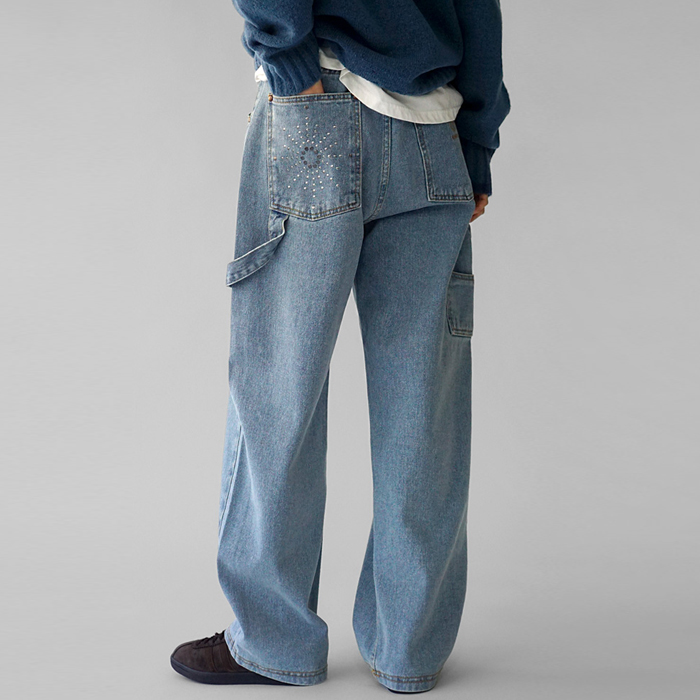 [身上7%-26日am11時まで]スタッドカーペンターデニムパンツ