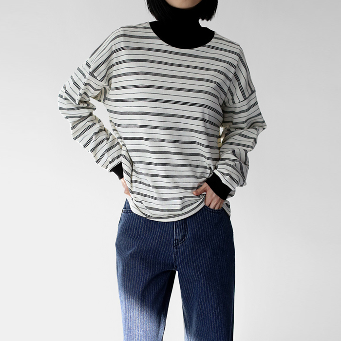 Striped man-to-man tee