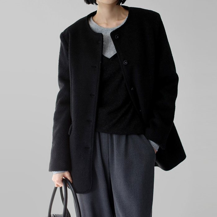 [身上7%-5日am11時まで]ラウンドネックウールジャケット
