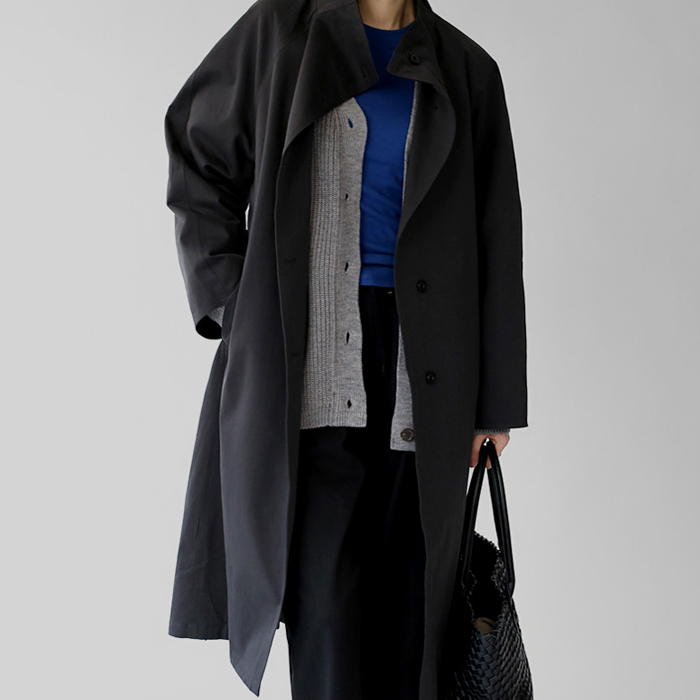 Leather color block trench coat