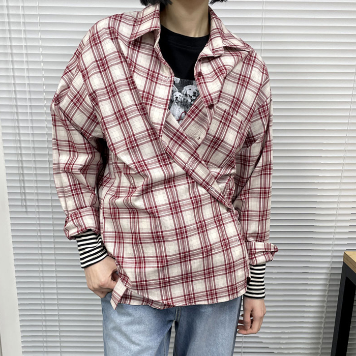 Side button check shirt