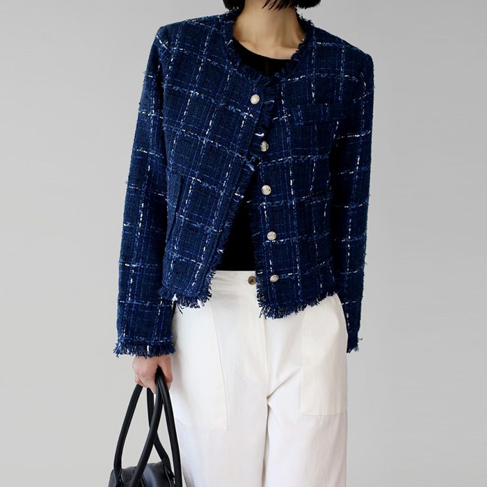 [身上7%-9日am11時まで]サンドクロップドツイードジャケット