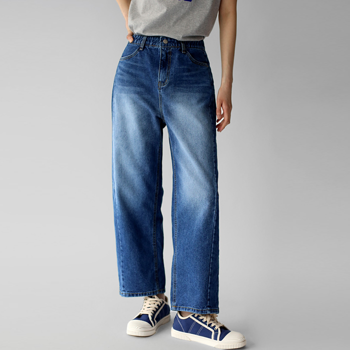 [身上7%-30日am11時まで]横線切開デニムパンツ