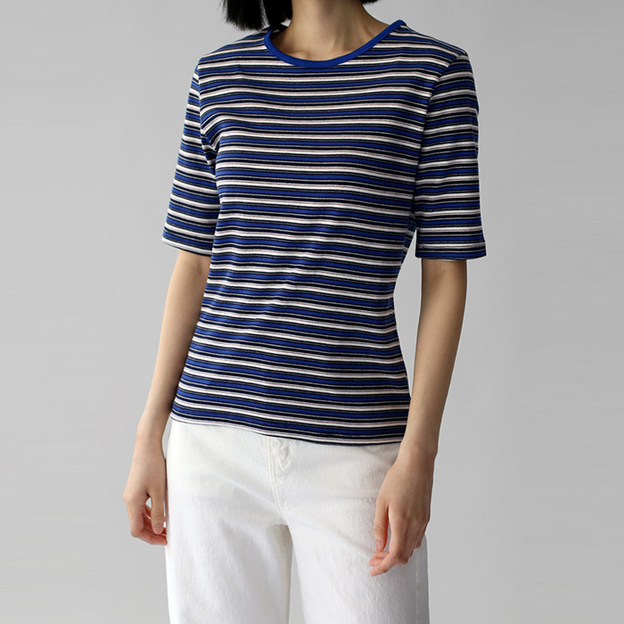 [身上7%-1日am11時まで]ストライプゴルジハーフスリーブティー