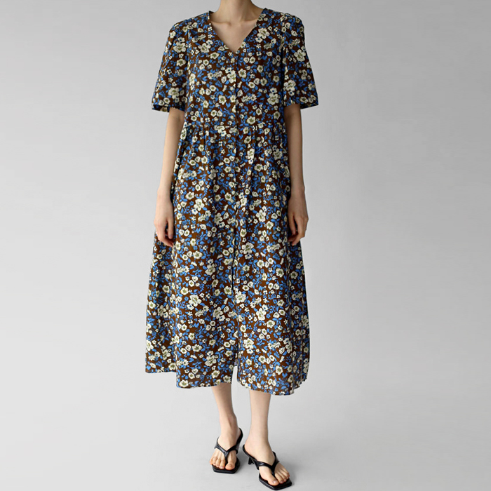 [身上7%-10日am11時まで]オープンフローラルワンピース