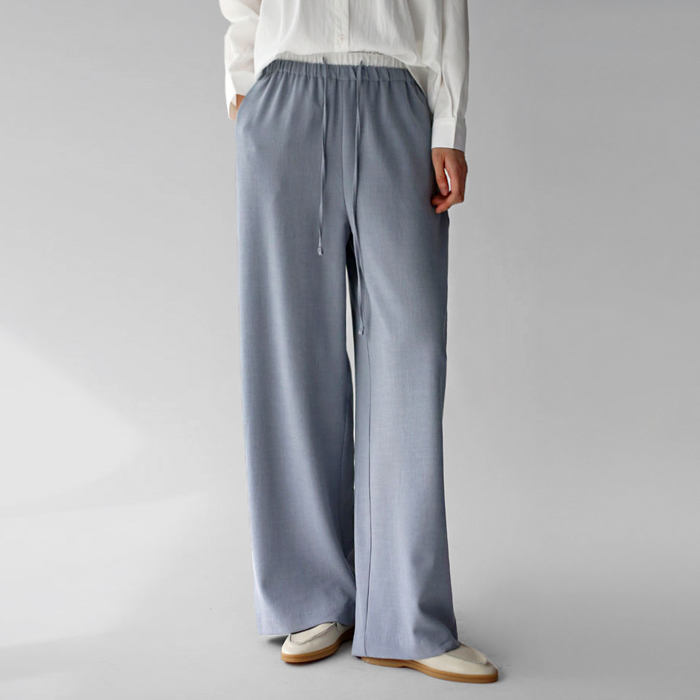 [身上7%-10日am11時まで]ウエスト配色ワイドパンツ