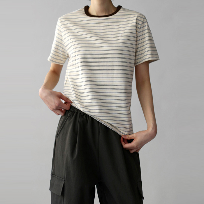[身上7%-15日am11時まで]ジェニスストライプ半そでティー