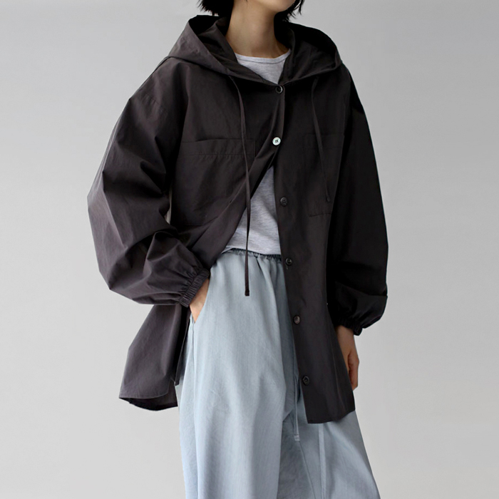 [身上7%-17日am11時まで]フードロングシャツ