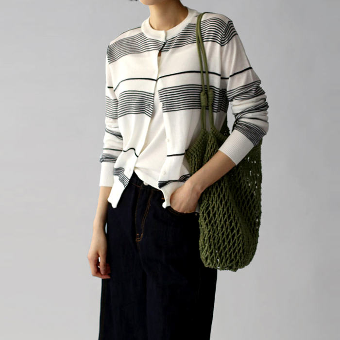 [身上7%-20日am11時まで]オブストライプカーディガン