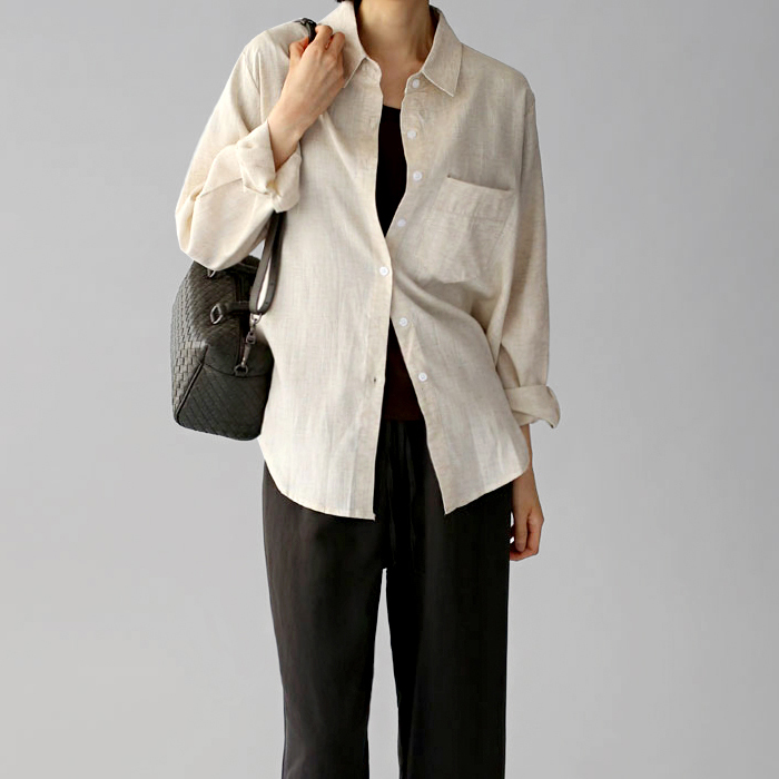 【身上7%-22日am11時まで】スコットリネン混紡シャツ