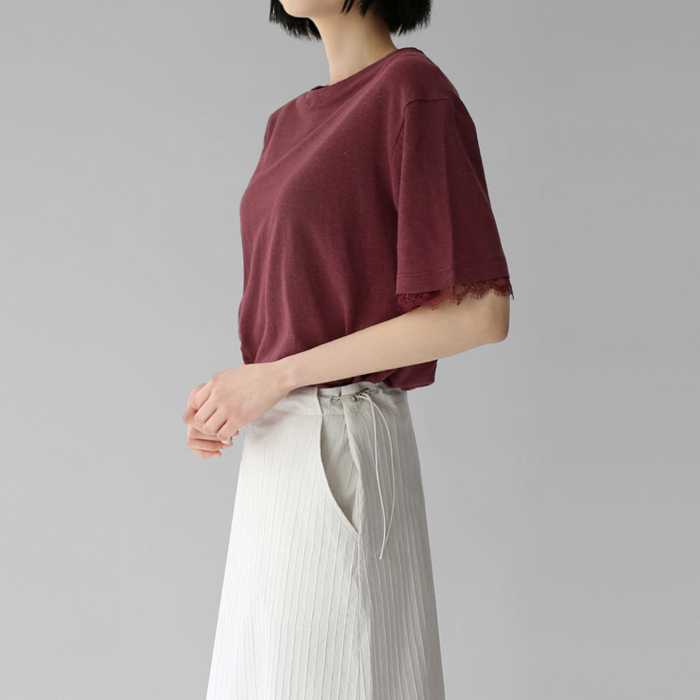 [身上7%-27日am11時まで]レーススリーブティー