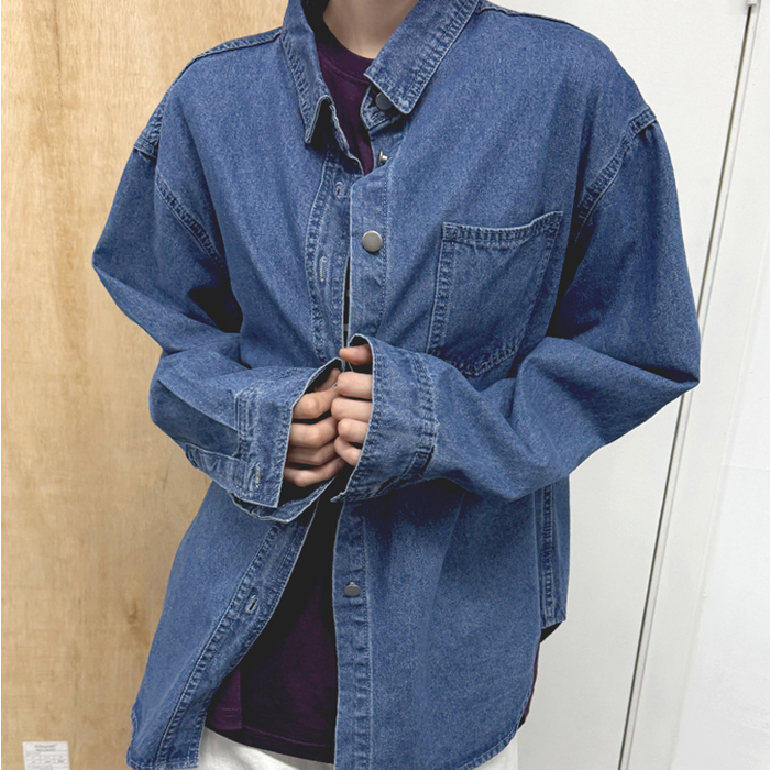 [身上7%-4日am11時まで]フェンスデニムロングシャツ